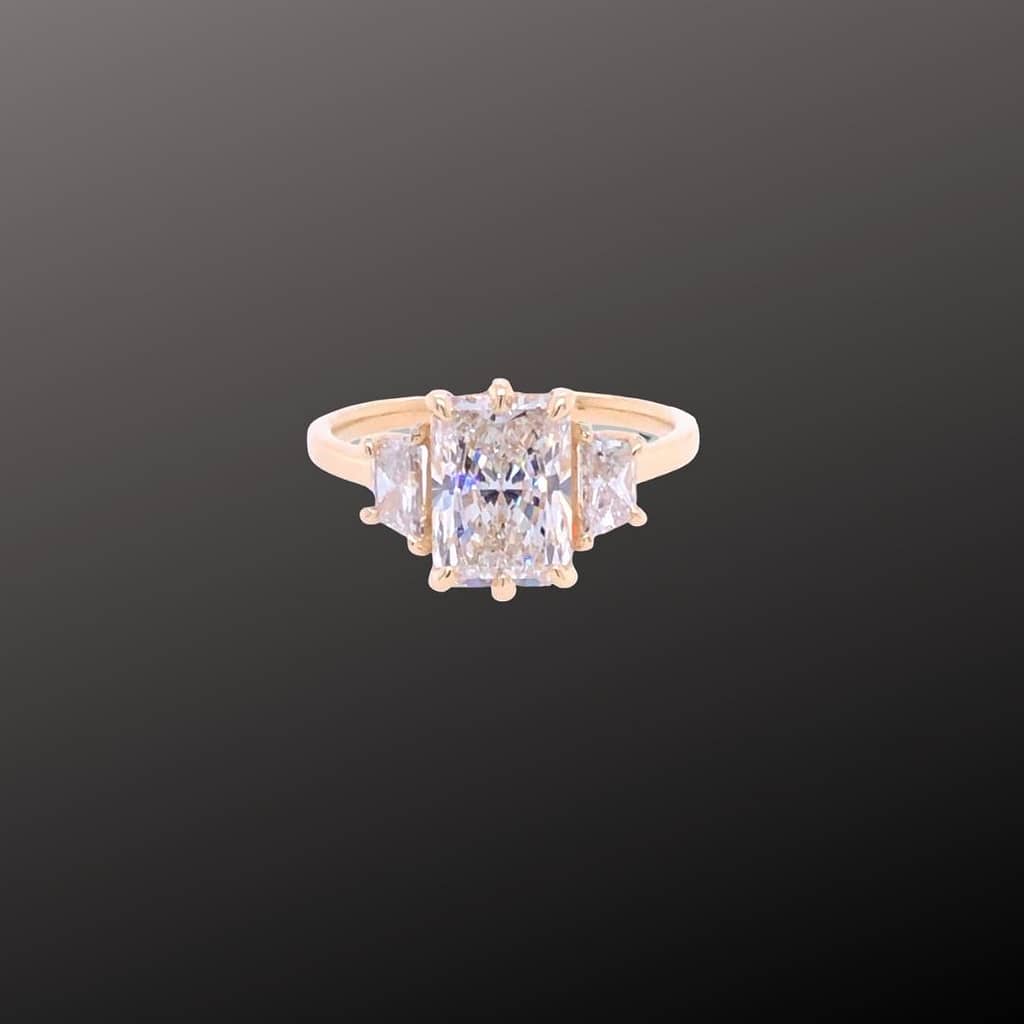 radiant cut with trapezoid custom engagement ring