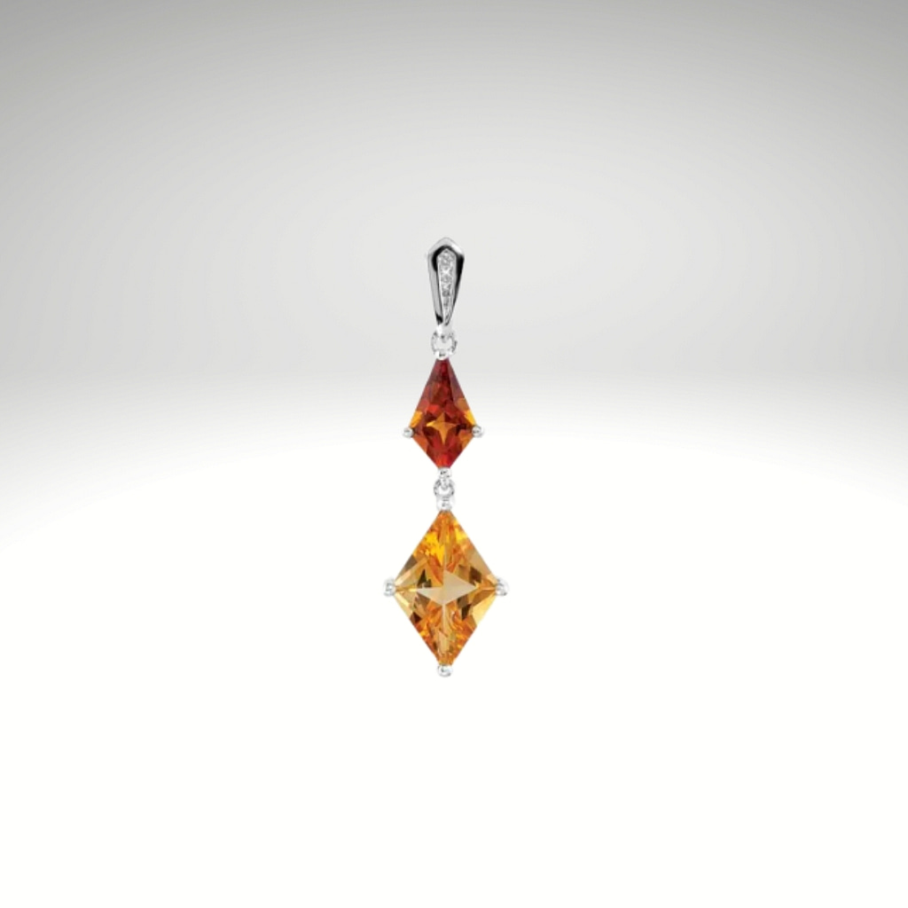 citrine and garnet white gold pendant